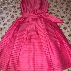 Tommy Hilfiger Pink Fit-and-Flare Belted Midi Dress